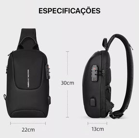 Shoulder Bag com Cadeado Embutido TSA Porta USB Tablet 9.7" Modelo LockEdge Mark Ryden"