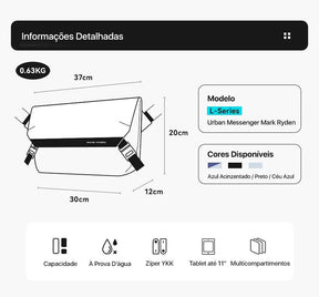 Shoulder Bag Antifurto Multicompartimentos Modelo URBAN MESSENGER MARK RYDEN