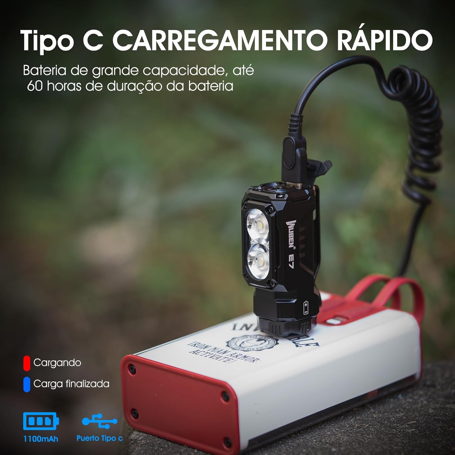 WUBEN E7 1800 Lumen Mini Lanterna Recarregável com Ímã - Lanterna EDC